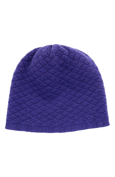 Basketweave Stitch Cashmere Beanie
