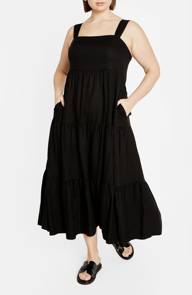 City Chic Livvy Maxi Sundress, Main, color, Black