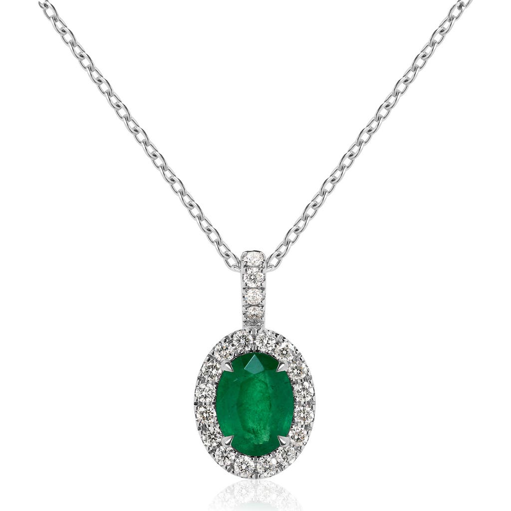 Valani Atelier Diamond Pavé Emerald Pendant Necklace In White Gold