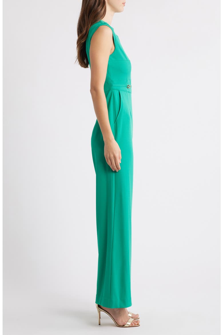 Notched Neck Sleeveless Jumpsuit, Alternate, color, JADE