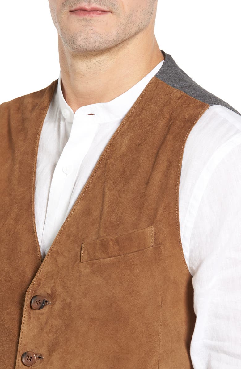 Missani Le Collezioni Lamb Front Vest, Alternate, color, Tobacco