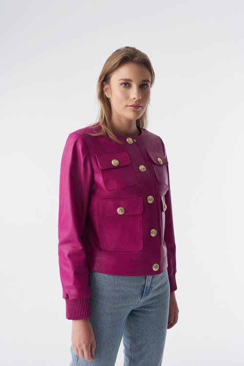 Furniq Uk Llc Beatrice Leather Jacket In Pink
