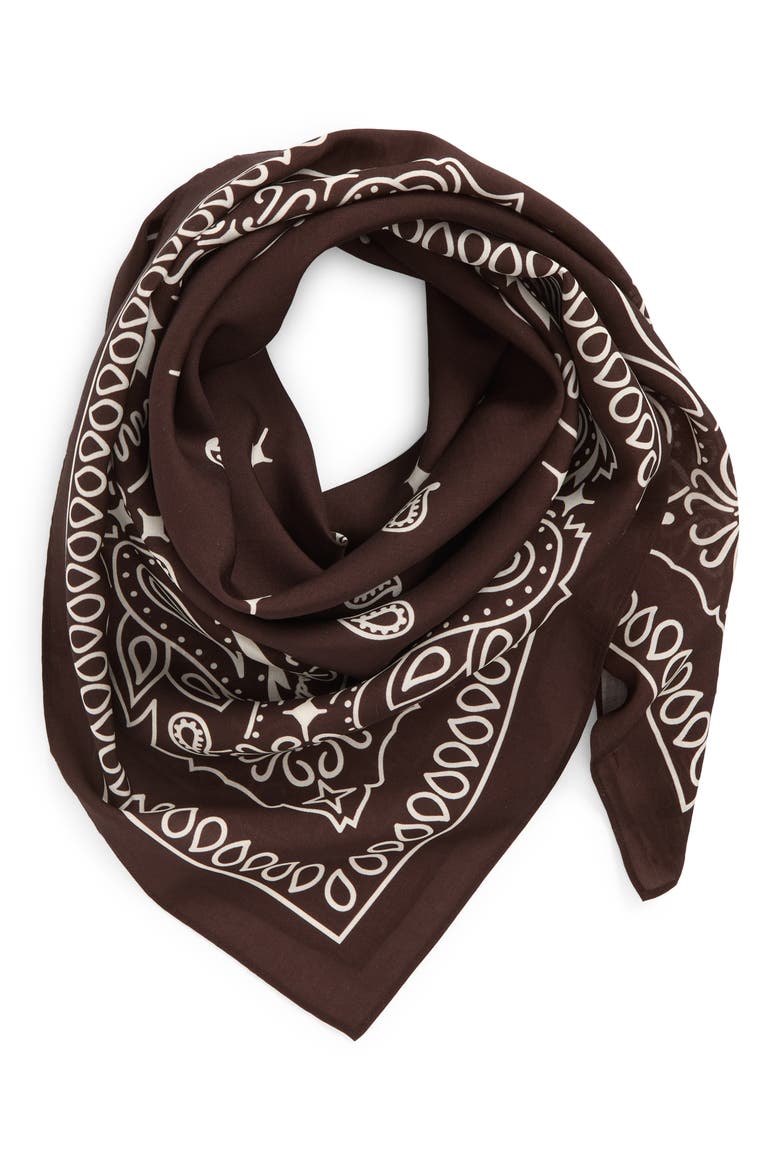 x La Porte Paisley Print Square Scarf, Main, color, BROWN BANDANA PRINT