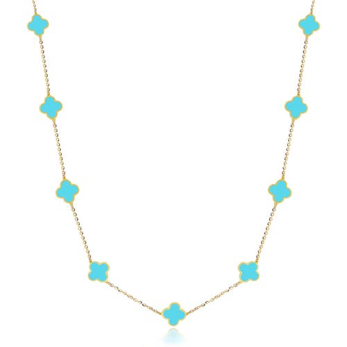 The Lovery Fine Jewelry Mini Turquoise Clover Necklace In Blue
