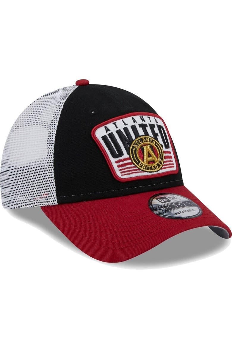 Men's New Era Black/Red Atlanta United FC Patch 9FORTY Trucker Snapback Hat, Alternate, color, Black