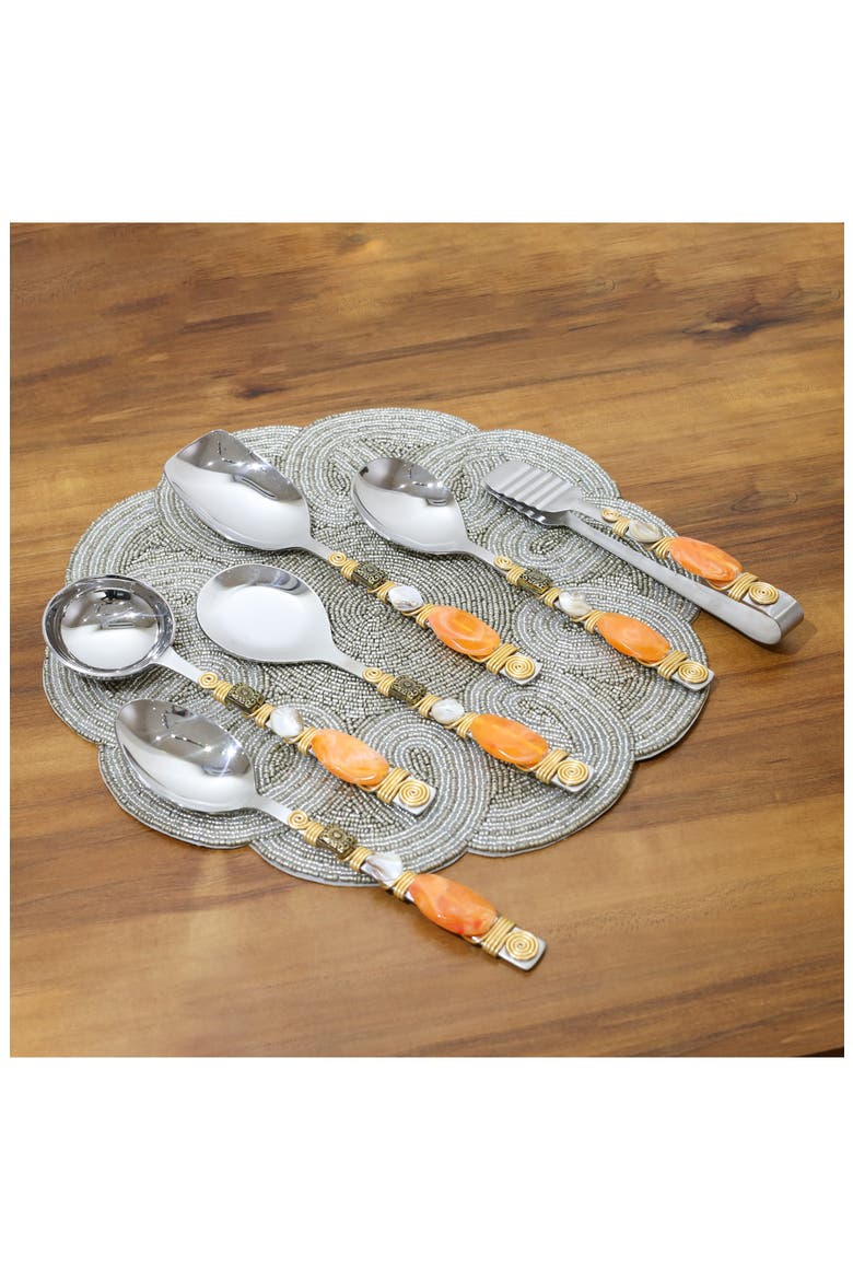 Sunset Glow 6-Piece Serving Spoons, Alternate, color, ORANGE