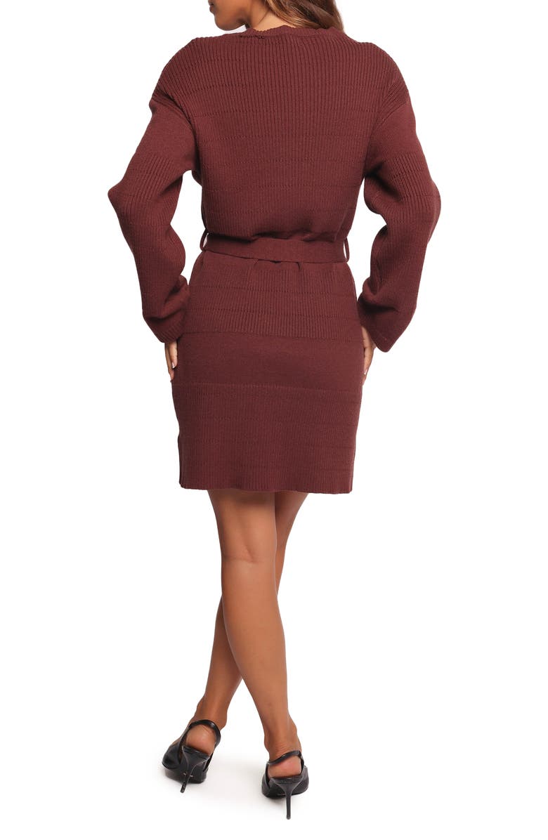 Petal & Pup Lucca Long Sleeve Mini Sweater Dress, Alternate, color, Chocolate Brown