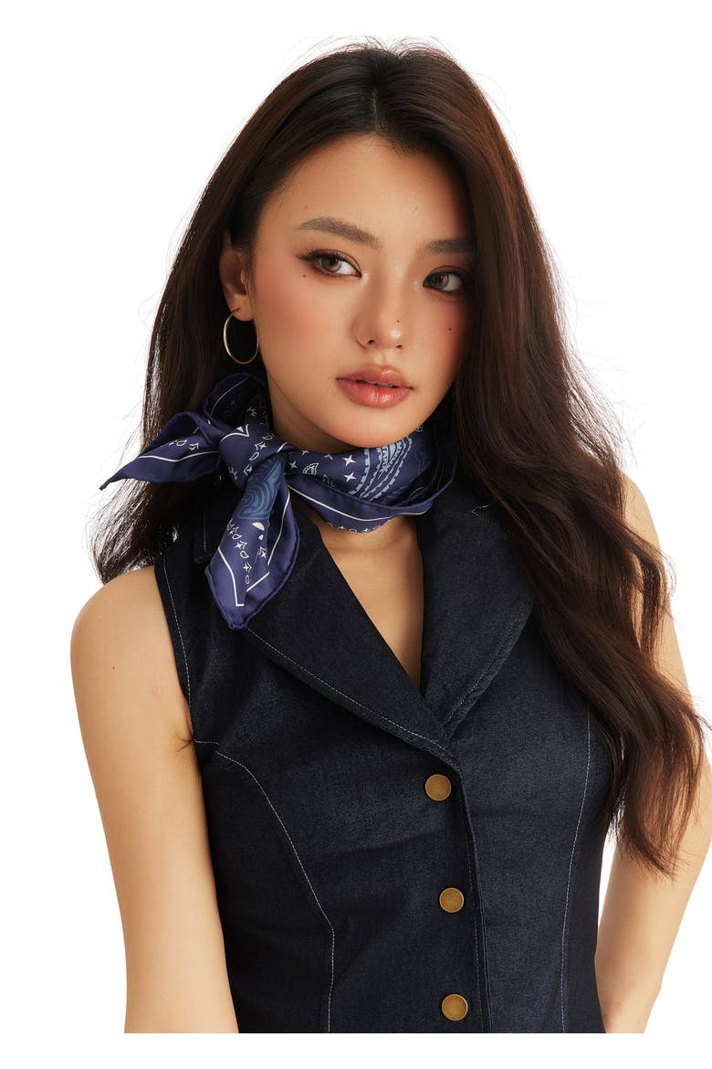 Paisley Silk Bandana Scarf 20, Alternate, color, Midnight Navy