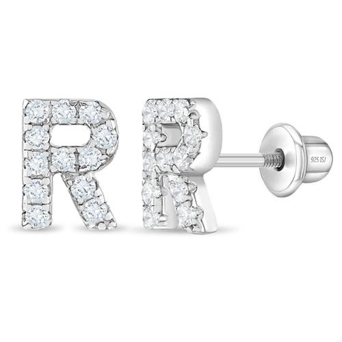 In Season Jewelry Cubic Zirconia Letter Initial Earrings In Letter R