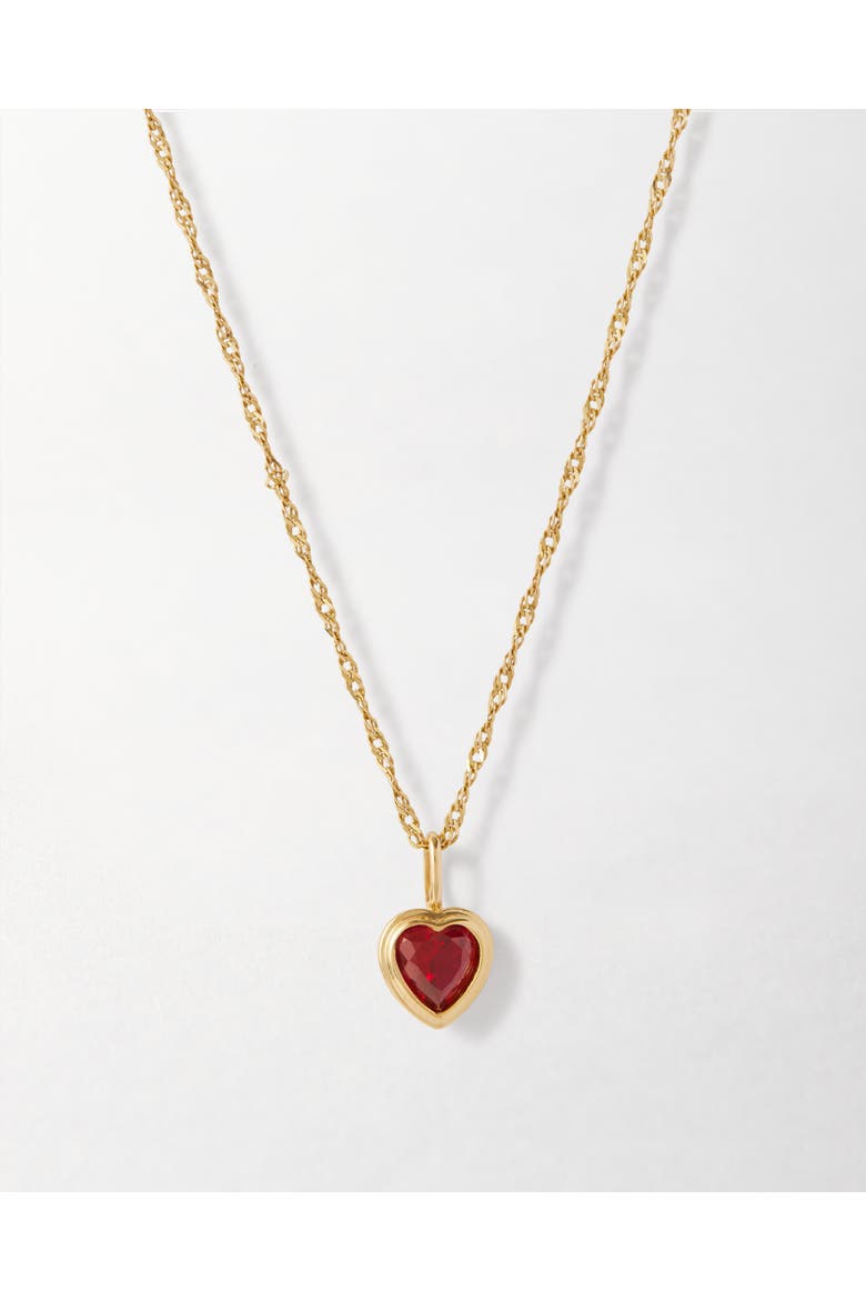 Solid Gold Heart Ruby Necklace, Main, color, Metallic Gold