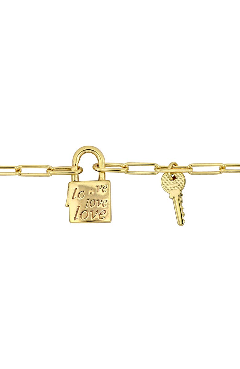 DELMAR Lock & Key Charm Paperclip Chain Necklace & Bracelet Set, Alternate, color, 