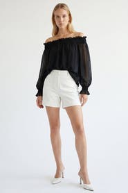 Exquise Pocketed Button Front Denim Shorts