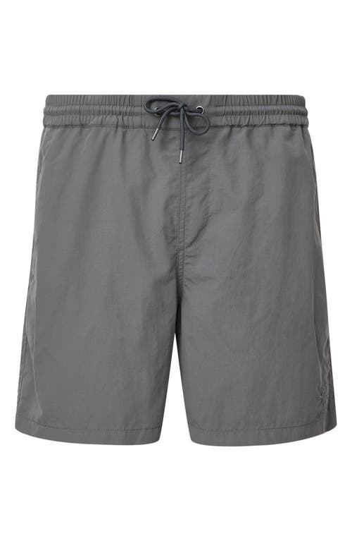 Allsaints Mens Pillar Grey Hanbury Drawstring-waist Cotton And Linen Shorts Xs In Pillar Grey