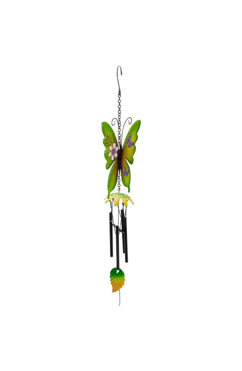 Northlight 15.75" Green Metal Butterfly Outdoor Garden Windchime, Alternate, color, Green