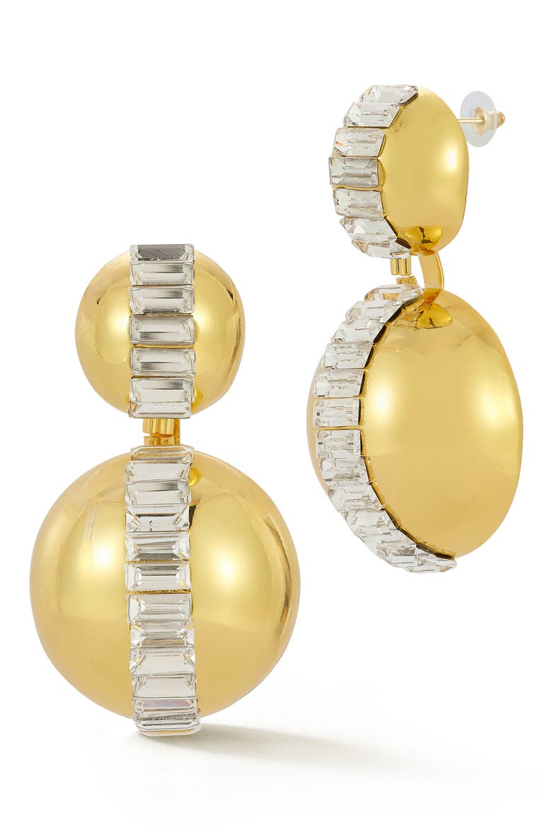 Crystal Orb Drop Earrings, Main, color, GOLD