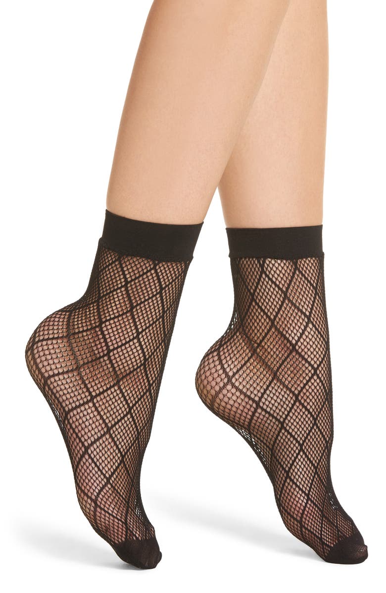 Nordstrom Diamond Fishnet Ankle Socks, Main, color, 