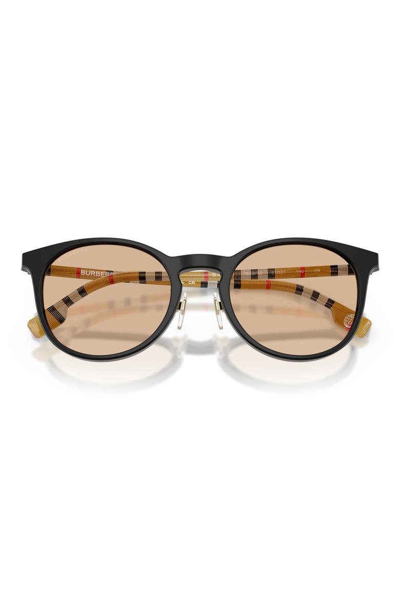 51mm Round Sunglasses, Alternate, color, BLACK / LIGHT BROWN