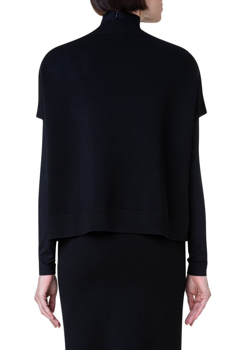 Oversize Short Sleeve V-Neck Wool Sweater, Alternate, color, 009 BLACK