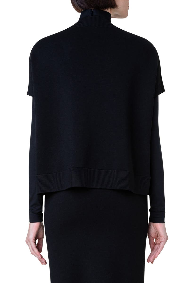 Akris punto Oversize Short Sleeve V-Neck Wool Sweater, Alternate, color, 