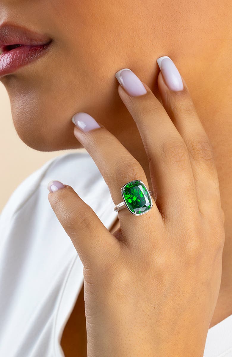 Sterling Forever Elongated Cushion-Cut Cubic Zirconia Cocktail Ring, Alternate, color,