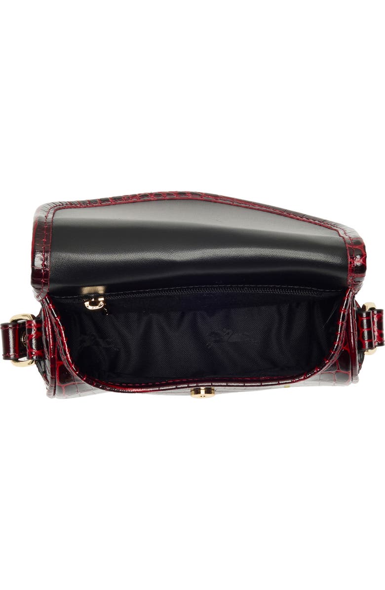 Longchamp Croc Embossed Leather Crossbody Bag, Alternate, color, Burgundy