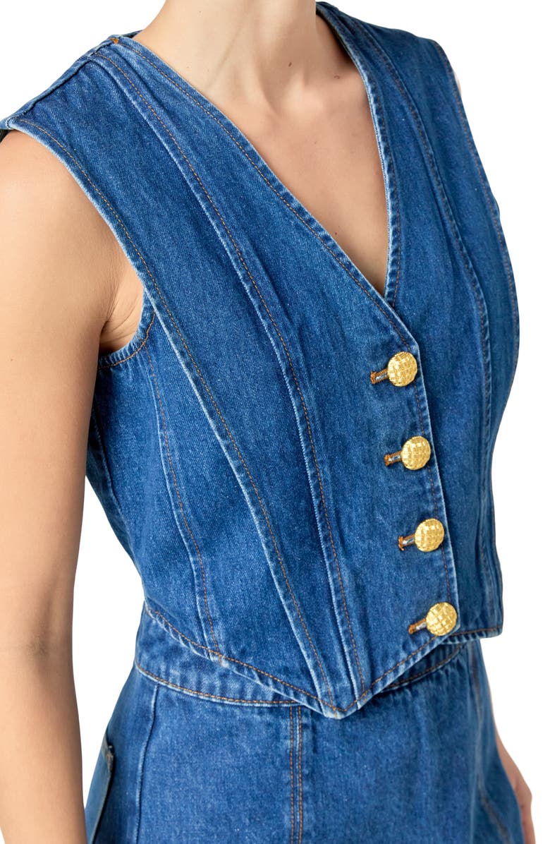 English Factory Denim Vest, Alternate, color, Dark Denim