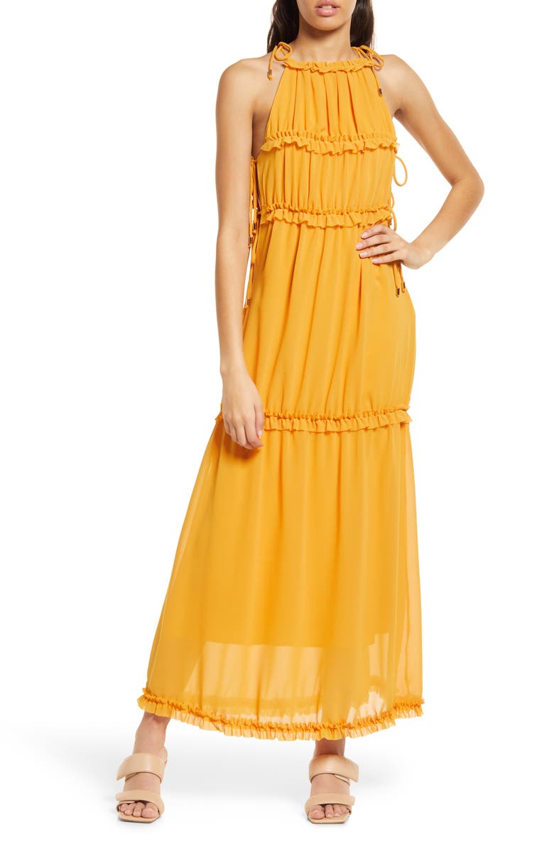 Amy Lynn High Neck Maxi Dress, Main, color, Orange