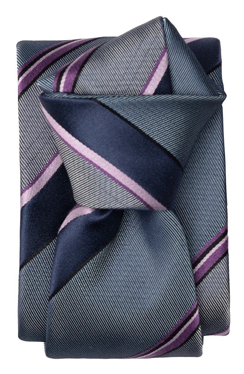 Elizabetta Rufino - Extra Long Silk Jacquard Tie for Men, Alternate, color, Steel Blue And Lavender