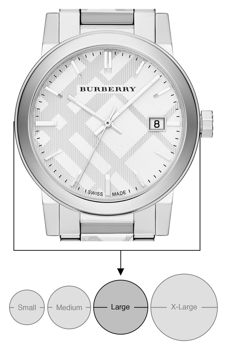 Burberry Check Stamped Bracelet Watch, 38mm, Alternate, color,