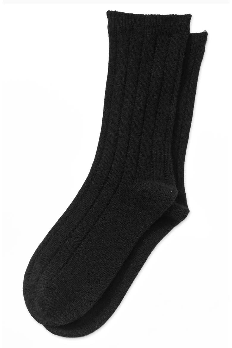 Ribbed Socks, Main, color, BLACK
