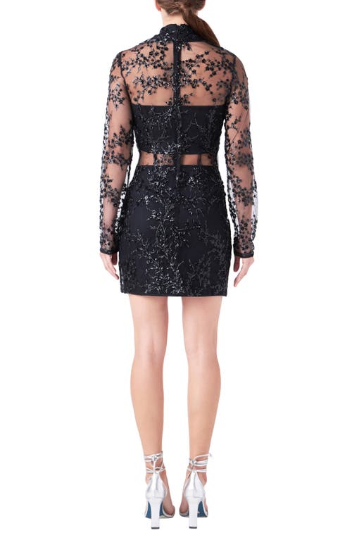 Shop Endless Rose Long Sleeve Sequin Minidress In Black