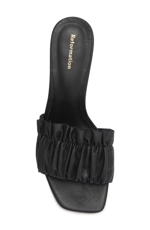 Reformation Shereen Ruched Slide Sandal In Black