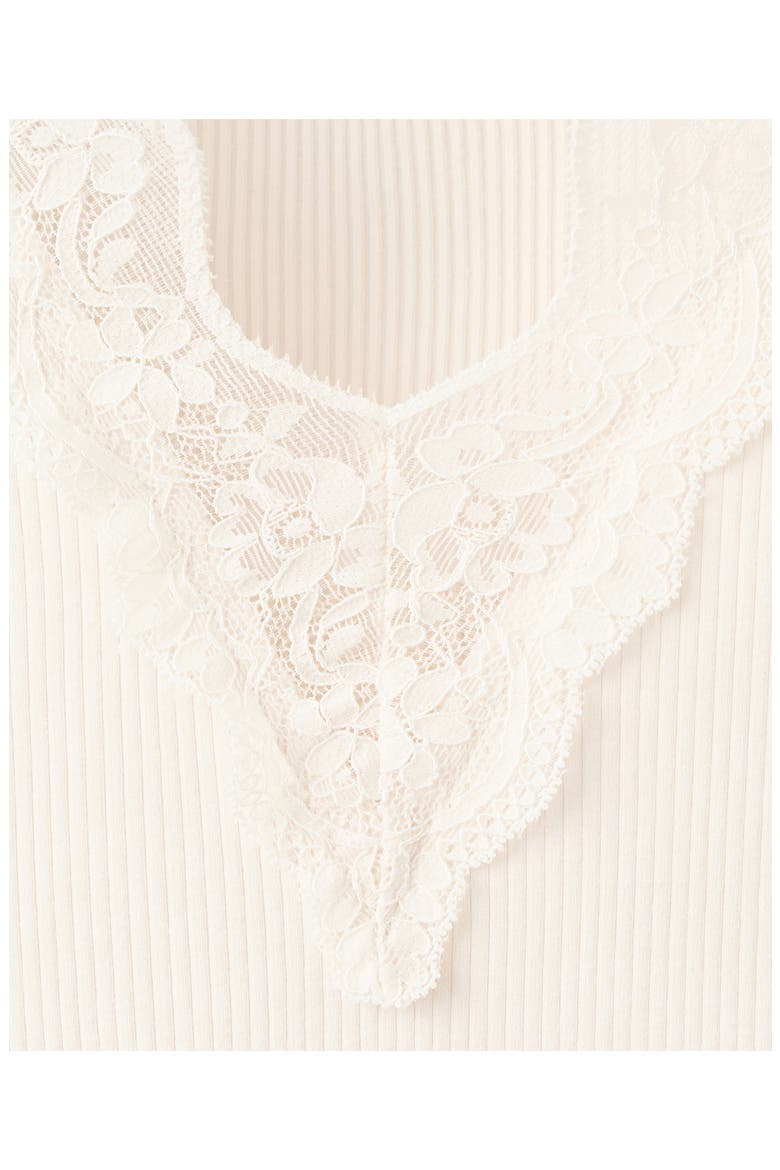 Lace Trim Rib Knit Crop Top, Alternate, color, ECRU