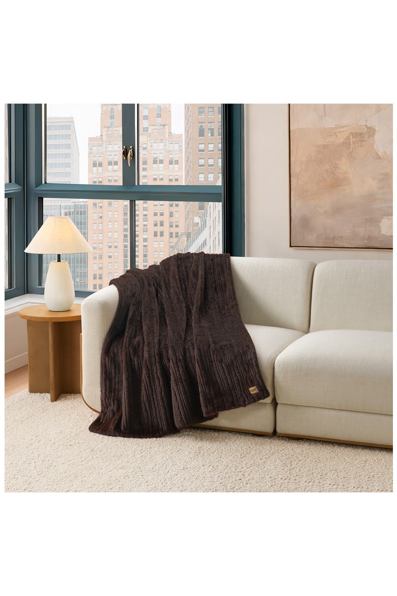 Jennis Faux Fur Throw Blanket, Alternate, color, BURNT CEDAR TIPPED W/ OYSTER