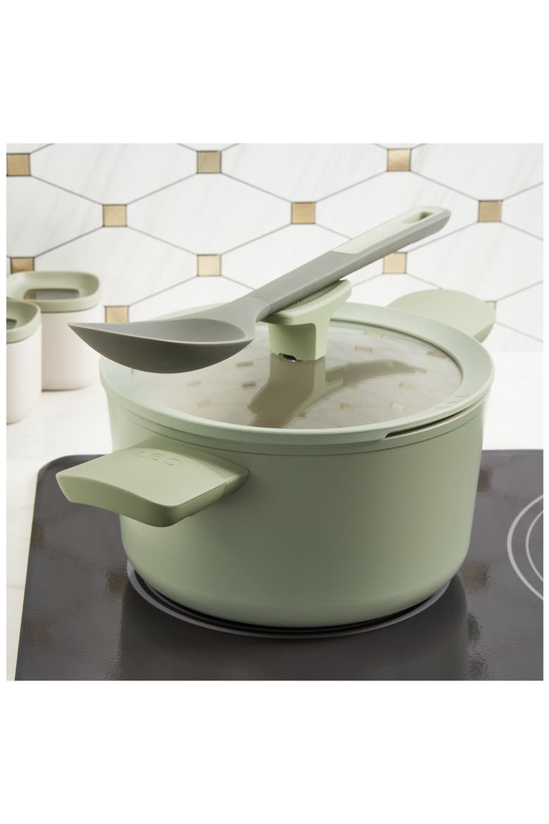 Leo Balance 3.3-Quart Covered Stock Pot, Alternate, color, SAGE