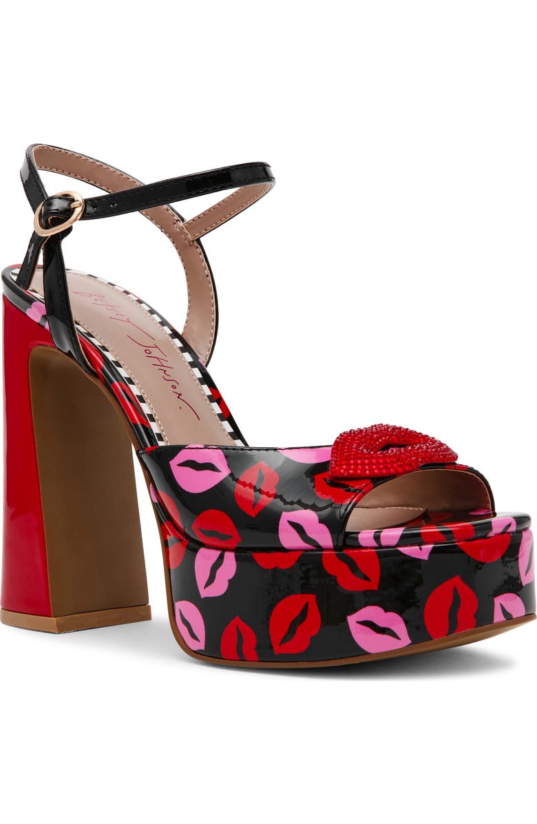 Betsey Johnson Allyson Ankle Strap Platform Sandal, Main, color, Multi Lips