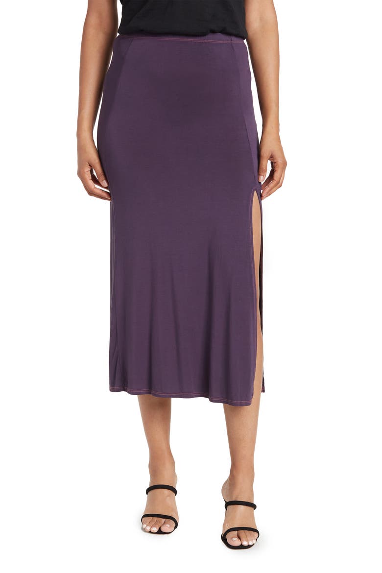 Side Slit Maxi Skirt, Main, color, NAVY