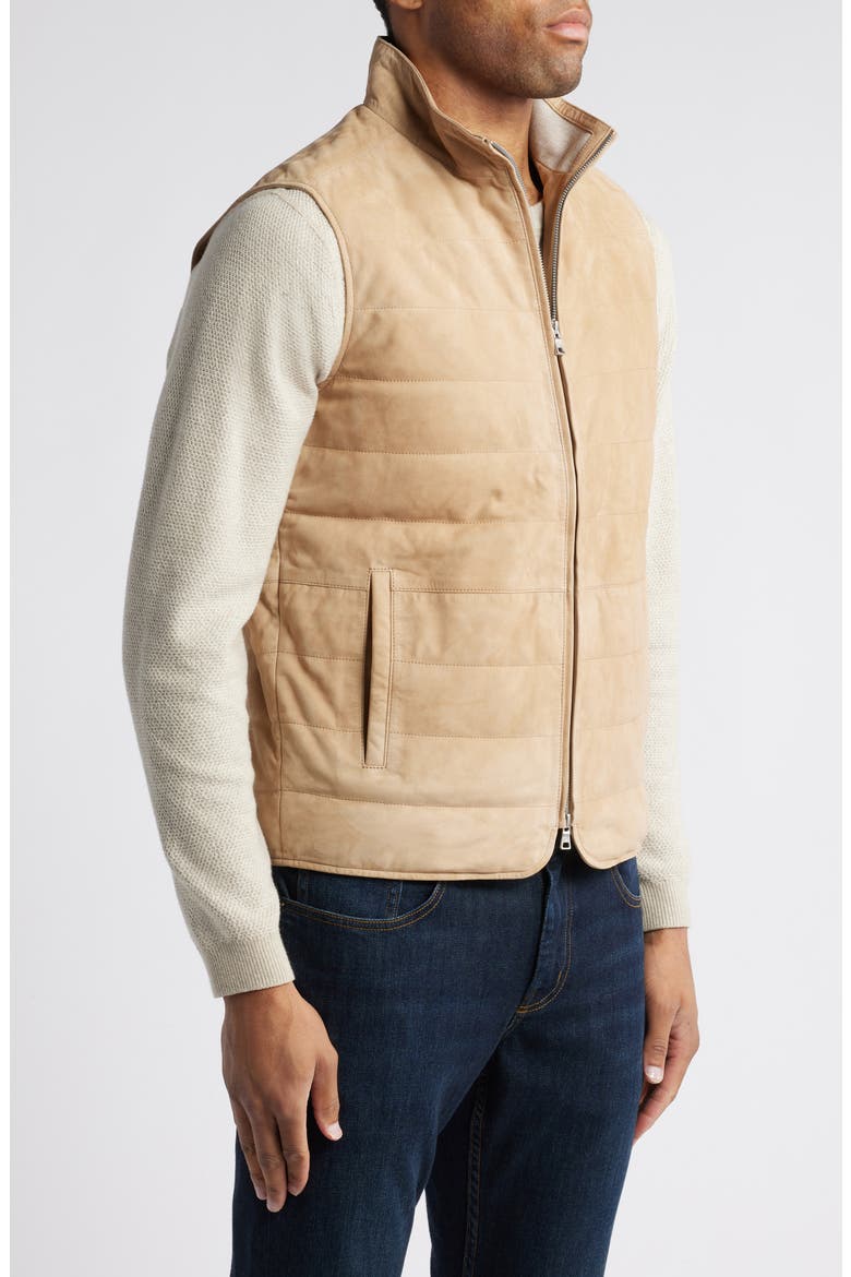 Crafted Featherweight Quilted Leather Vest, Alternate, color, SAND
