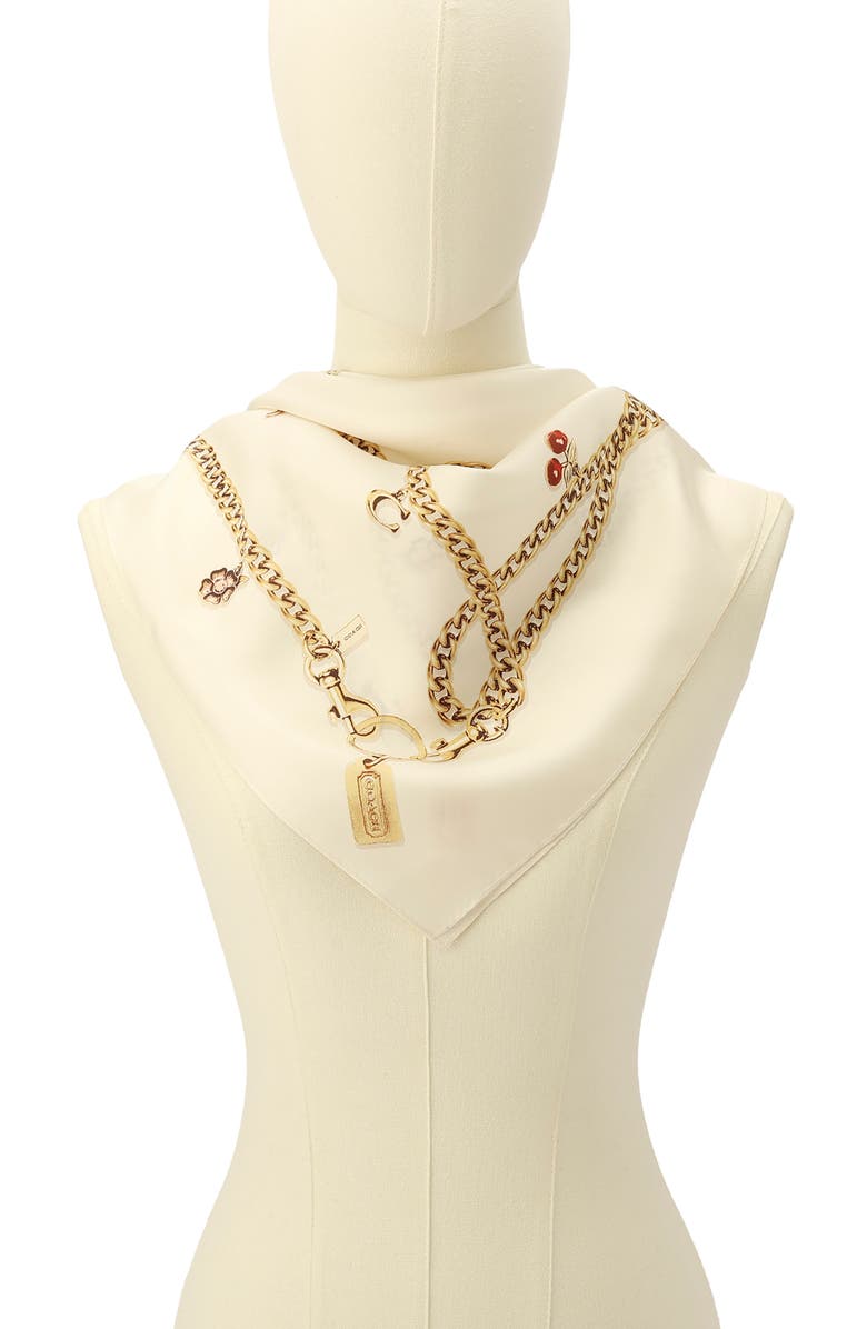 COACH Charms Silk Scarf, Alternate, color, Chalk