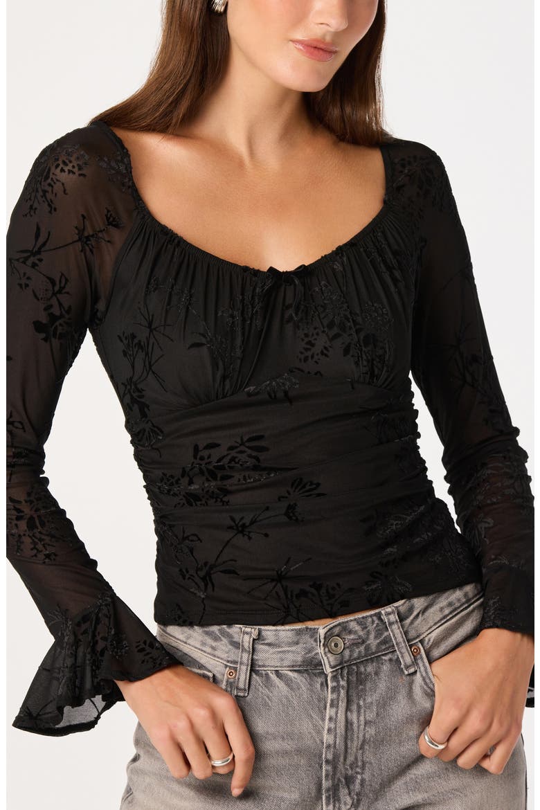 Belsie Burnout Mesh Top, Alternate, color, BLACK