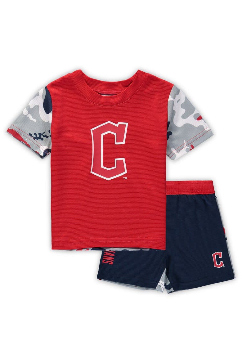 Newborn & Infant Red/Navy Cleveland Guardians Pinch Hitter T-Shirt & Shorts Set, Main, color, Red