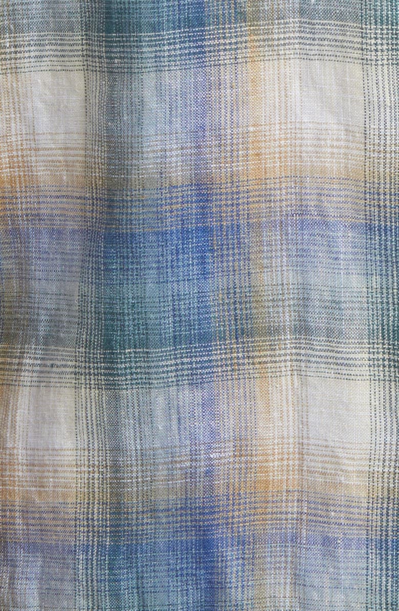 Original Penguin Delave Plaid Short Sleeve Linen Button-Down Shirt, Alternate, color, Tourmaline