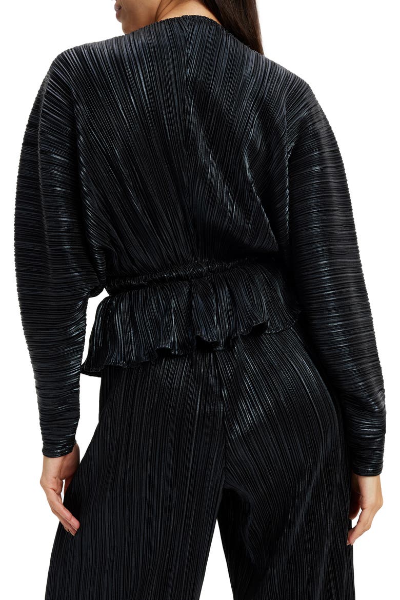 Plissé Deep V-Neck Dolman Sleeve Top, Alternate, color, BLACK001