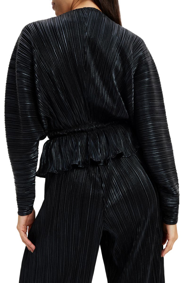 Good American Plissé Deep V-Neck Dolman Sleeve Top, Alternate, color,
