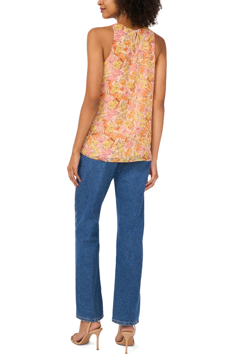 Vince Camuto Floral Shirred Neck Sleeveless Chiffon Top, Alternate, color, 
