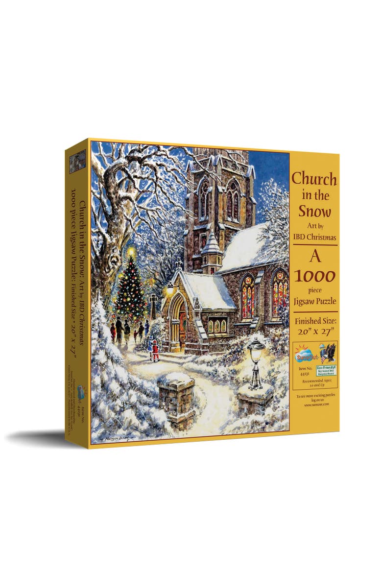 Church in the Snow 1000 piece Jigsaw Puzzle for Adults, Main, color, Multicolor