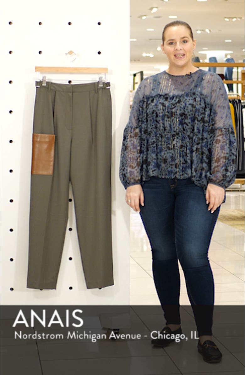 Tablier Leather Pocket Plain Weave Straight Leg Pants, sales video thumbnail