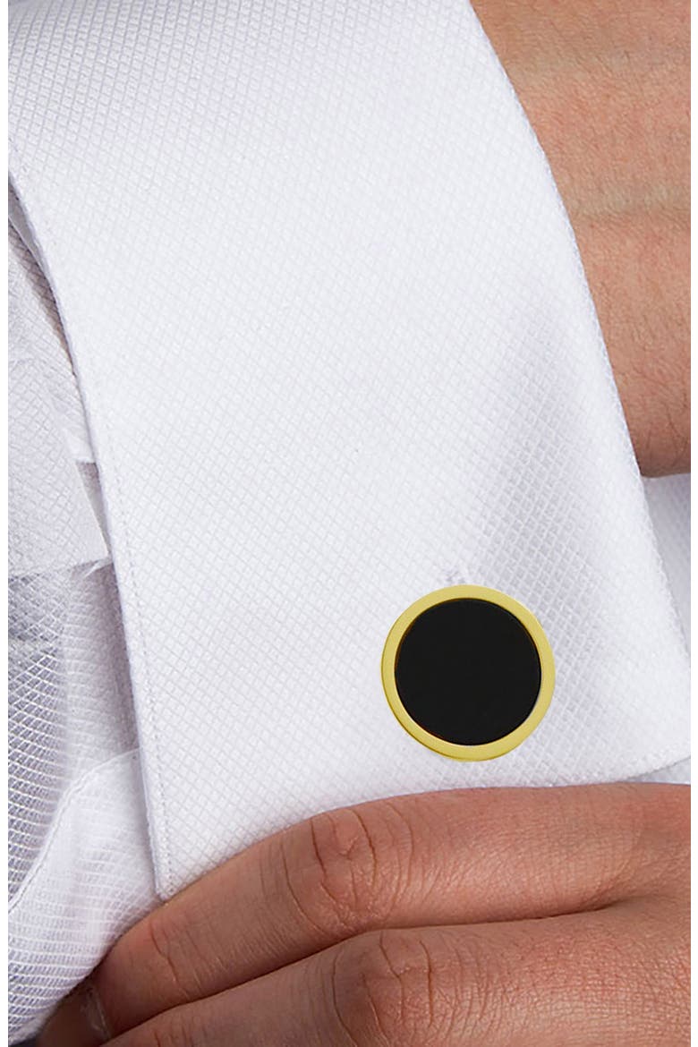 Onyx Cuff Links & Shirt Stud Set, Alternate, color, GOLD