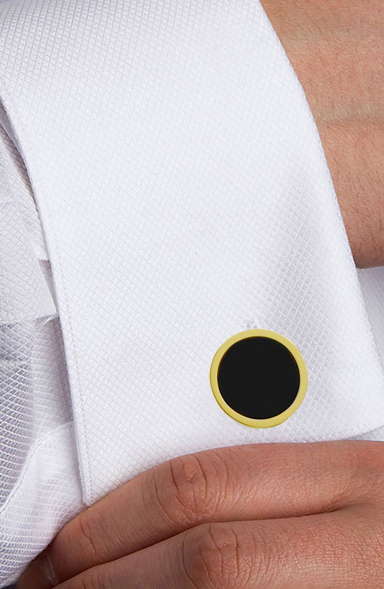 David Donahue Onyx Cuff Links & Shirt Stud Set, Alternate, color, Gold