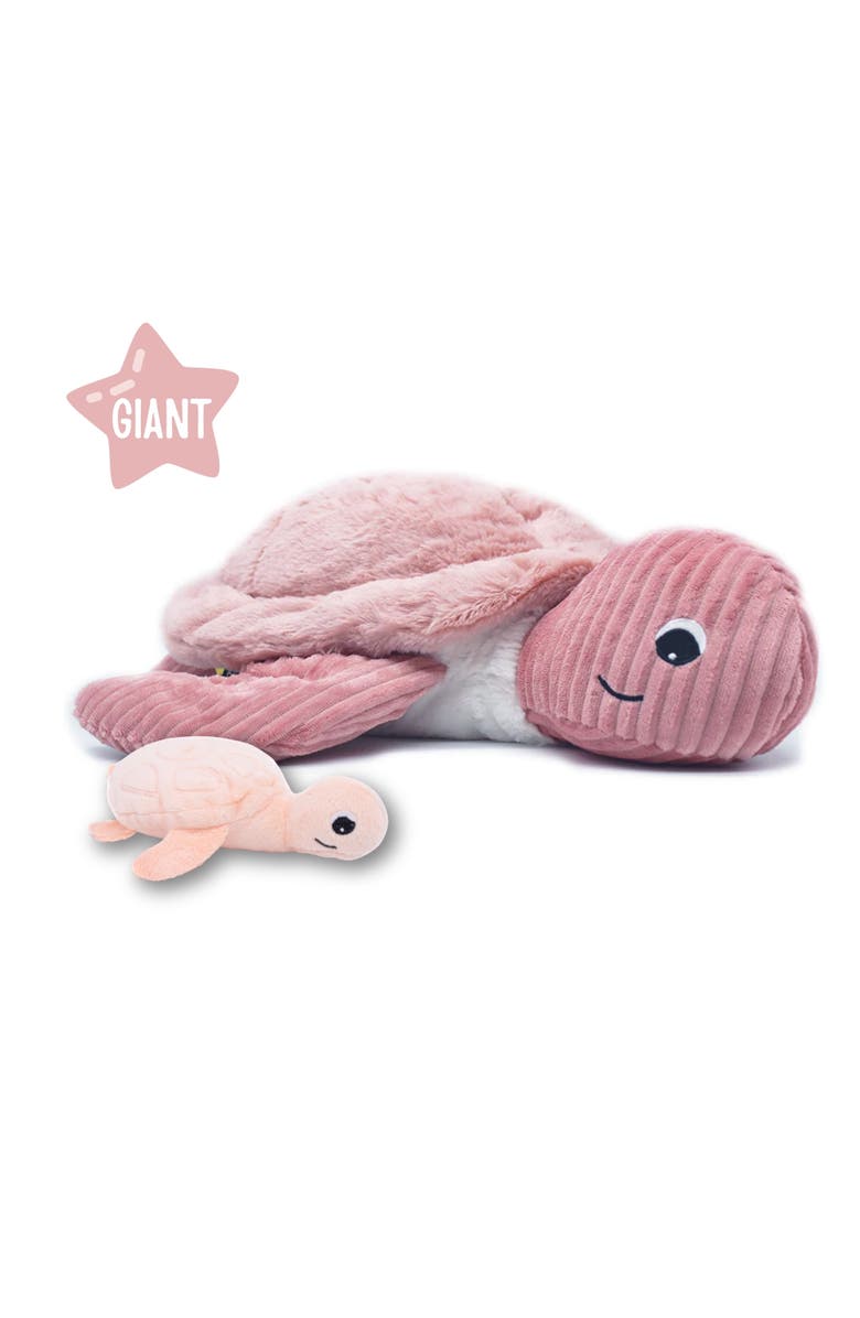 Les Ptipotos Sea Turtle Mom & Her Baby (Giant) - Secret Keeper Plush Toy, Eco-Friendly, Soft & Washable, Main, color, Pink